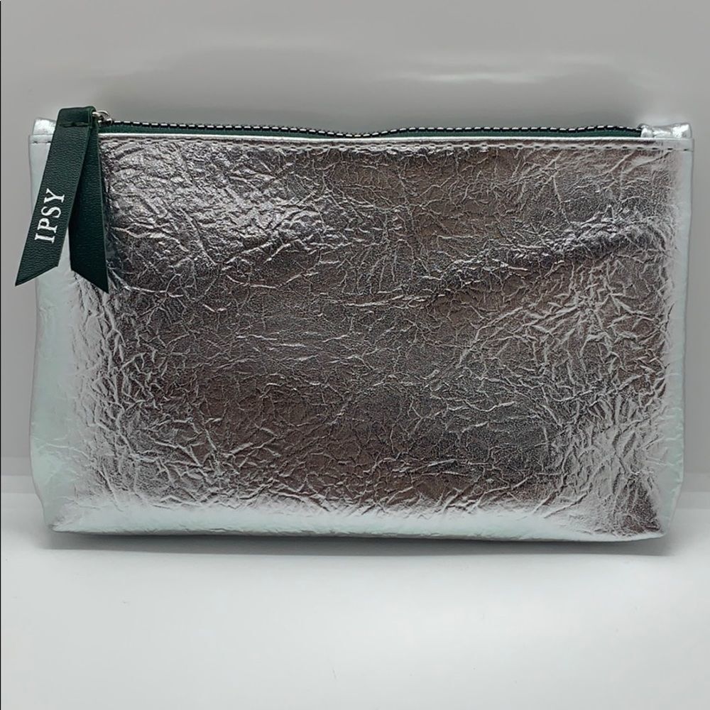 NWT Silver metal foil Cosmetic Bag